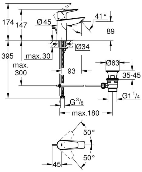 GROHE 24196001 - Mosdócsaptelep START, S méret, fényes króm