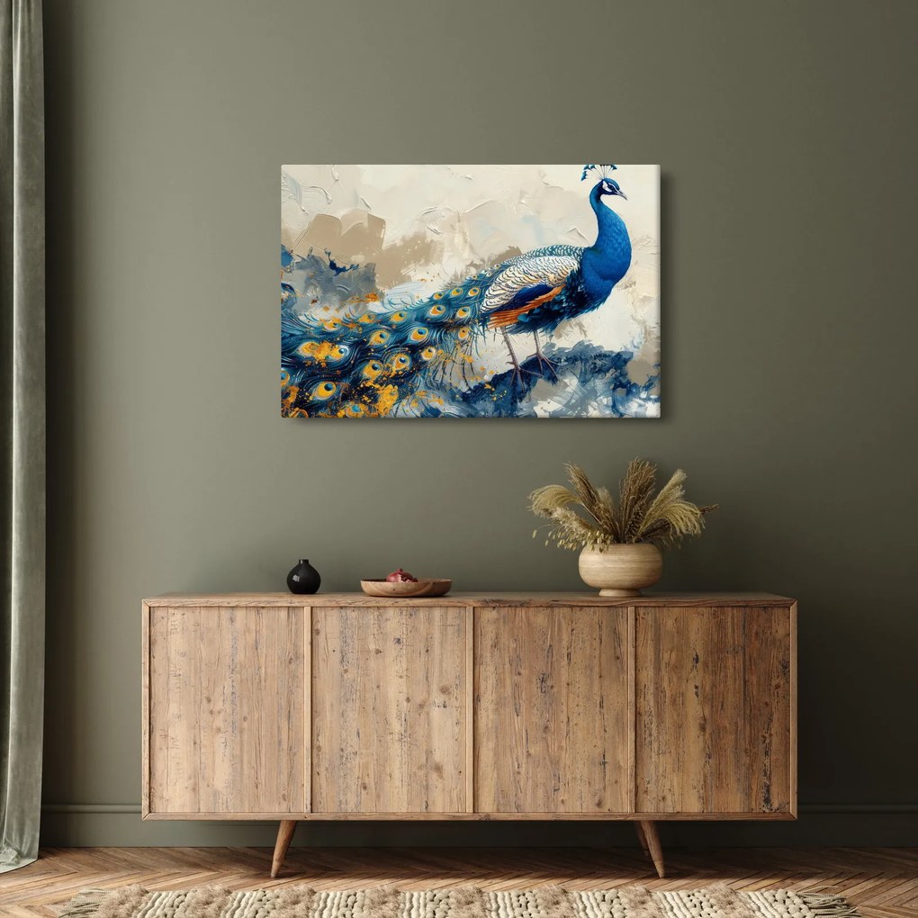 Kép - Páva, festmény (90x60 cm)