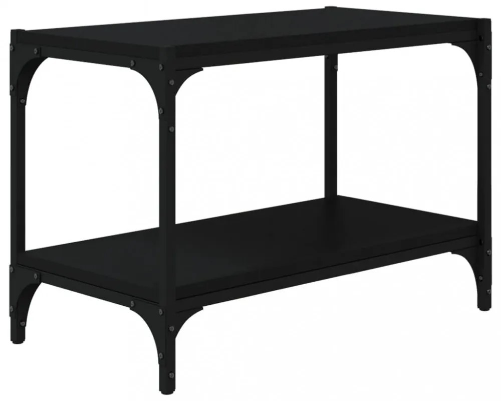 fekete szerelt fa és acél TV-szekrény 60 x 33 x 41 cm