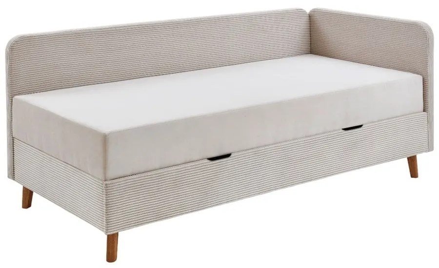 Bézs kárpitozott egyszemélyes ágy tárolóhellyel 90x200 cm Cabana – Meise Möbel