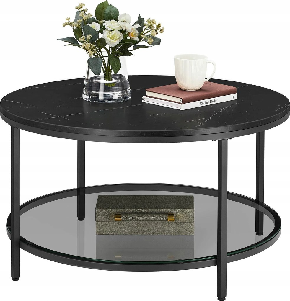 Dohányzóasztal Songmics kerek 80 x 80 x 46cm fekete