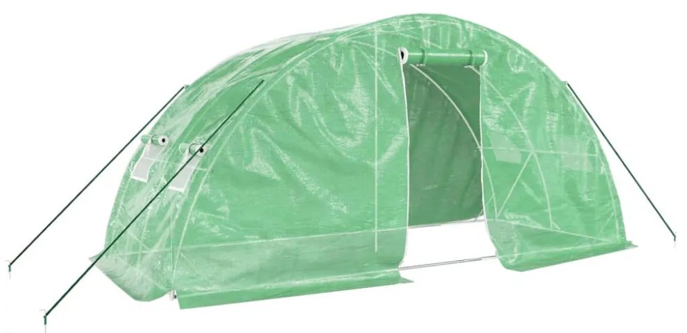 zöld acélvázas melegház 10 m² 5 x 2 x 2,3 m