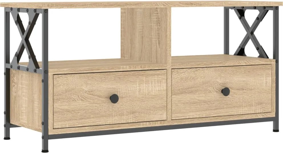 vidaXL sonoma tölgy színű szerelt fa és vas TV-szekrény 90x33x45 cm