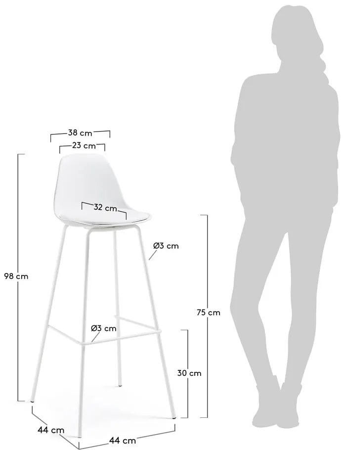 Fehér bőrutánzat bárszék (ülésmagasság 75 cm) Brighter – Kave Home