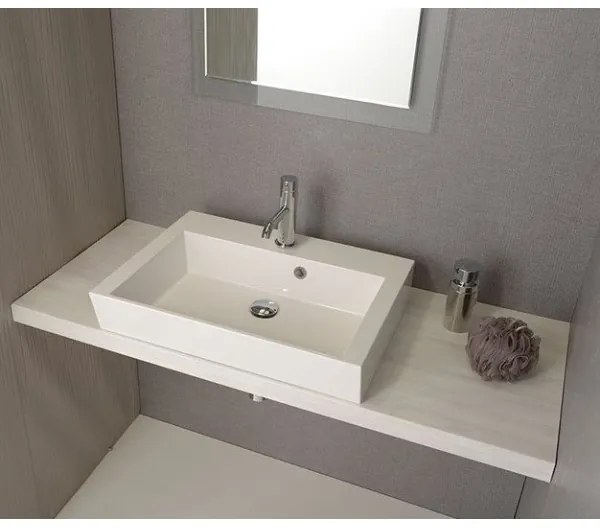 Sapho - ORINOKO 60x45 cm ráültethető mosdó, márvány/fehér