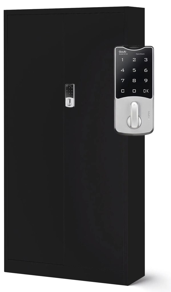 DANIEL fém irodai iratszekrény, 900 x 1850 x 400 mm, fekete