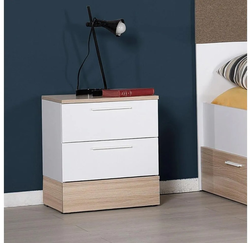 Éjjeliszekrény Sivadu 5 (tölgy + fehér). 1094436