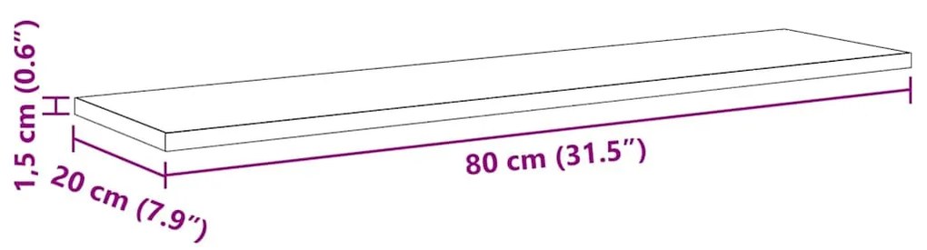 Polcos könyvespolc 4 pcs Barna 80 x 20 x 1.5 cm Faanyag