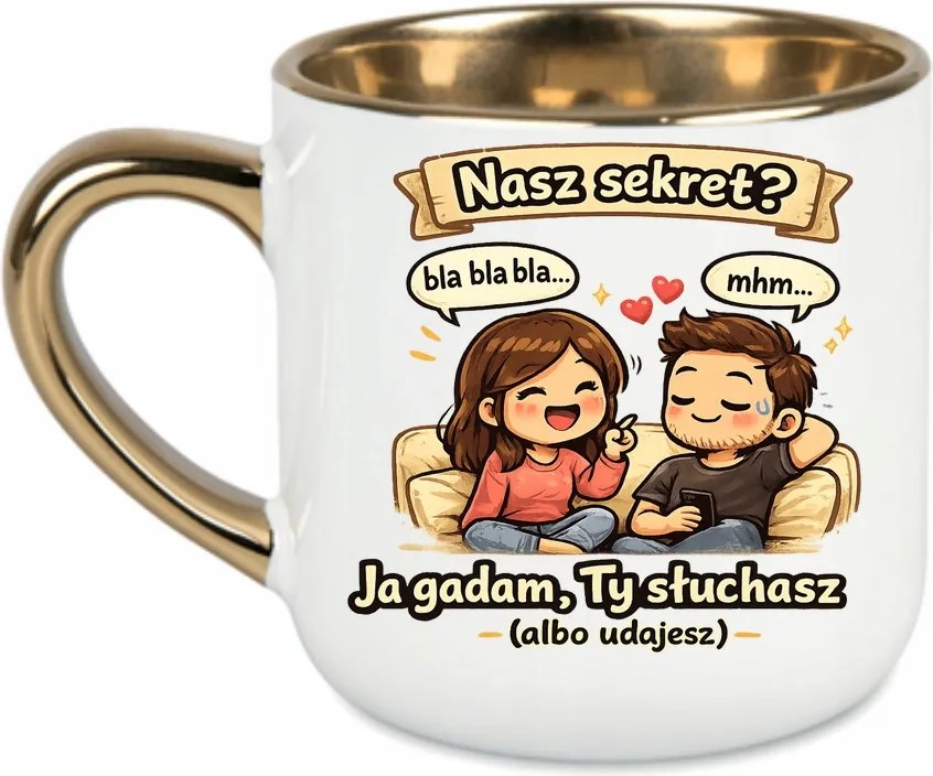 Elegáns bögre A mi titkunk? Én beszélek, Te hallgatod Valentin-nap 400 Fehér