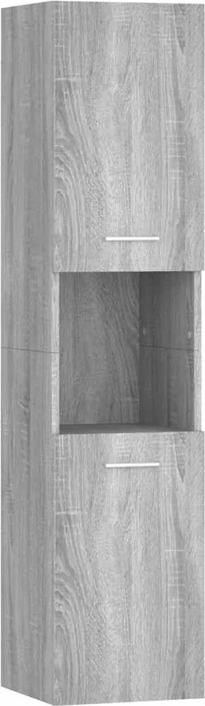 vidaXL szürke sonoma színű szerelt fa fürdőszobaszekrény 30x30x130 cm