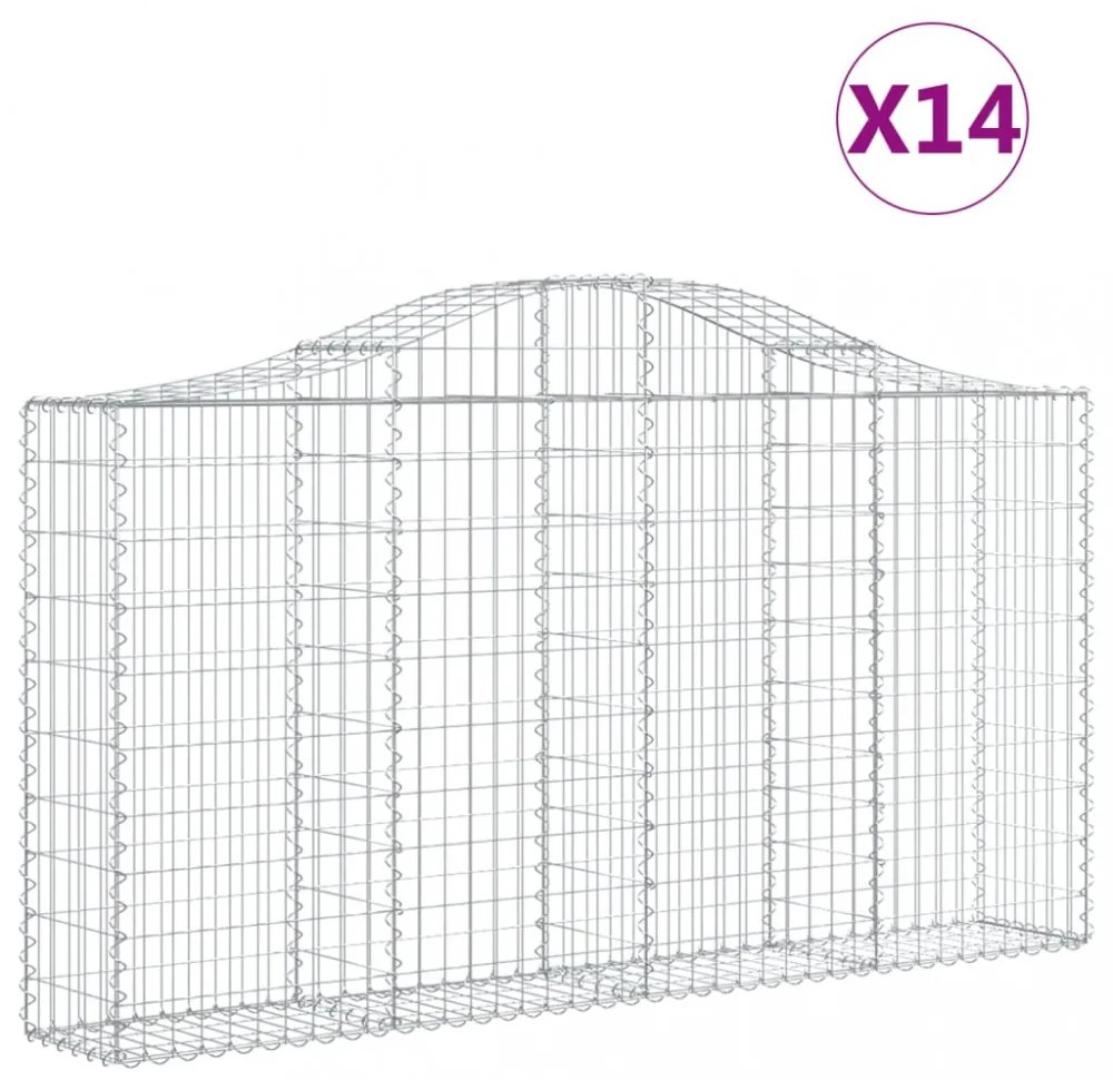 14 db íves horganyzott vas gabion kosár 200x30x100/120 cm