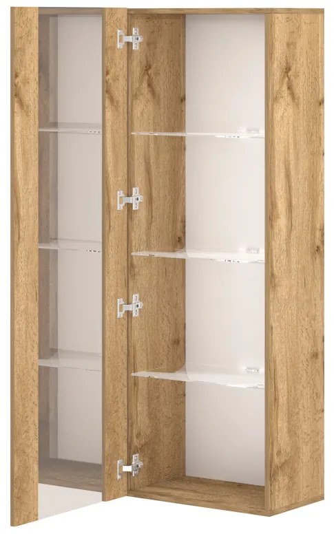 Kis vitrin szekrény Wotan tölgy színben LED világítással – VIVIEN 09