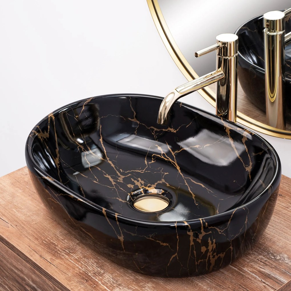 Pultos Mosdó Rea Amelia Black Marble Shiny
