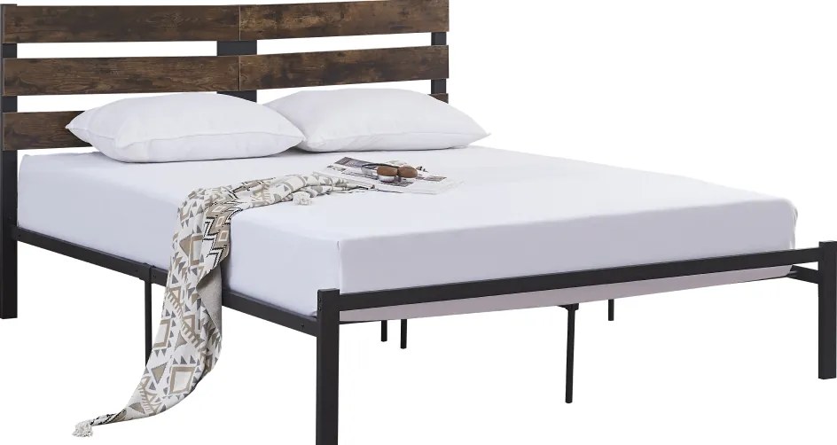 Franciaágy ráccsal, rusztikus tölgy/fém, 160x200, ANEYA