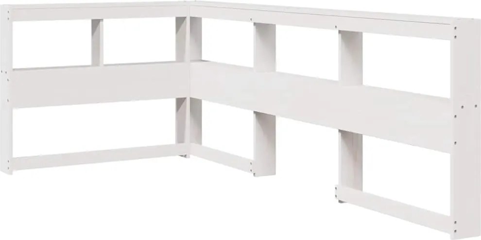 vidaXL Könyvespolc fejtámla L-alakú fehér 75 cm tömörfa fenyőfa