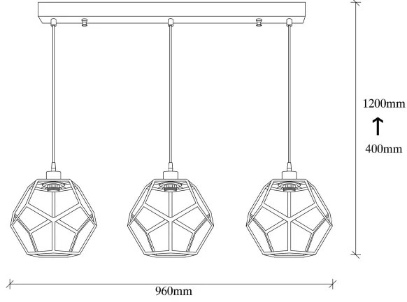 Csillár zsinóron DEGIRMEN 3xE27/100W/230V