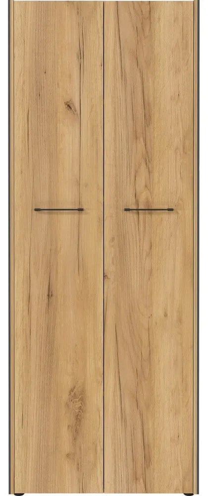 Antracitszürke-natúr színű ruhásszekrény tölgyfa dekorral 75x196x40 cm Podium – Germania