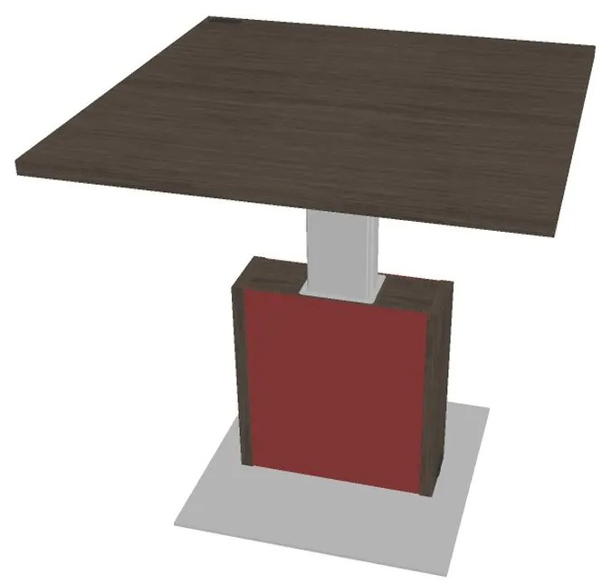 Verno+ S állítható magasságú tárgyalóasztal 120 x 120 cm, antracit tölgy / piros