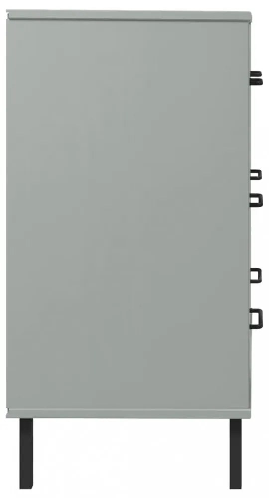OSLO szürke tömör fa tálalószekrény 3 fiókkal 77 x 40 x 79,5 cm