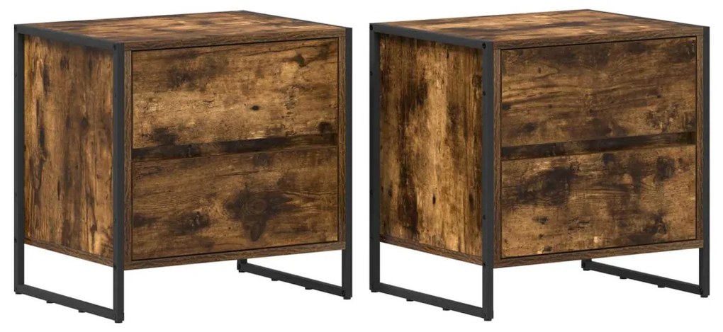 vidaXL Éjjeli asztal 2 pcs Füstös tölgy 50 x 39.5 x 50 cm Faanyag