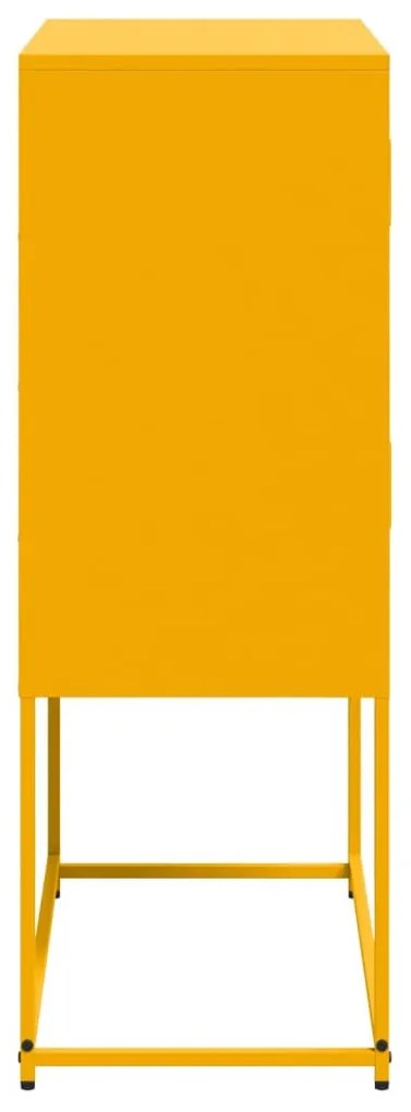 mustársárga acél tálalószekrény 68,5x38,5x107 cm