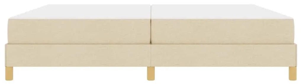 Boxrugós ágy Krém és barna 200 x 200 cm Textil és mérnöki fa