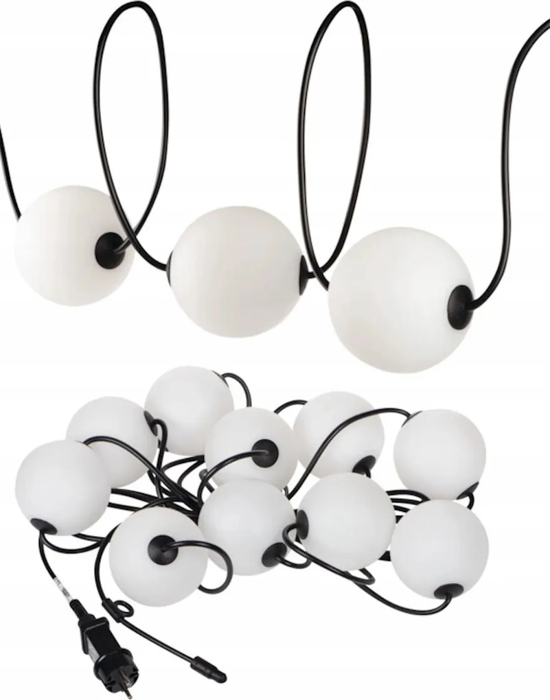 LED-es fényfüzér Világító lánc Stono Milk Grl 10 gömb 6m Kanlux