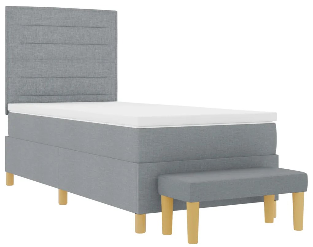 Boxspring ágy matraccal és padlóval Világosszürke 90x200 cm Szövet