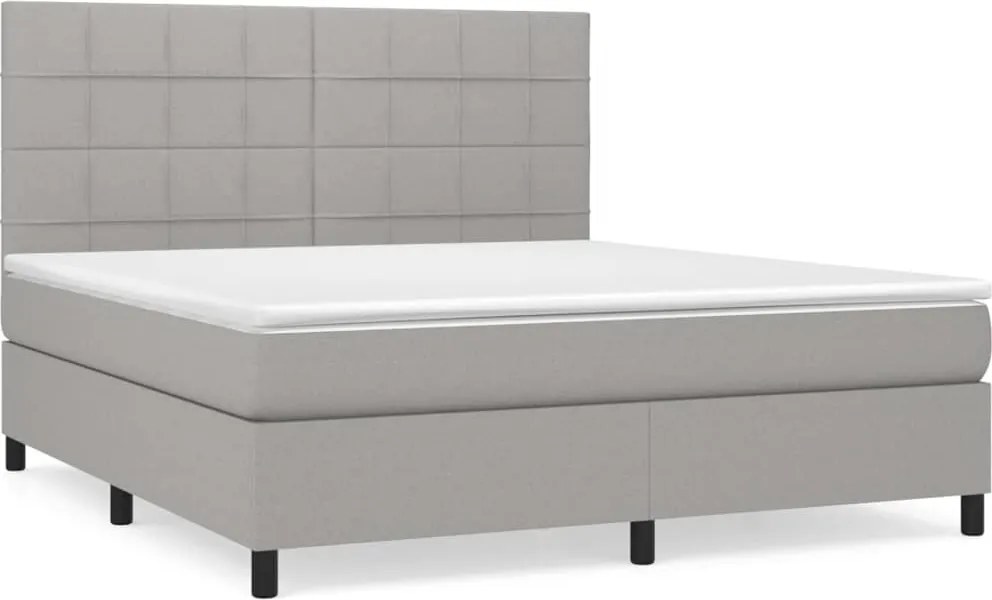 vidaXL világosszürke szövet rugós ágy matraccal 180 x 200 cm
