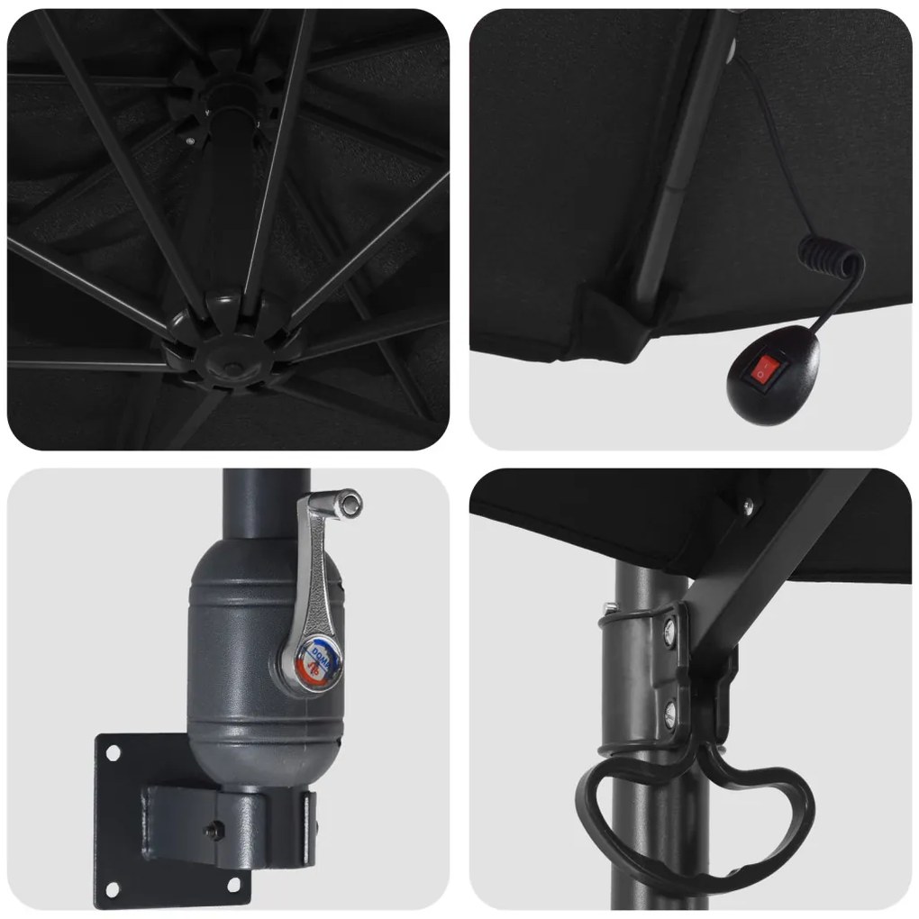 Fali rögzítésű kertiparaván LED-del Fekete 248 cm