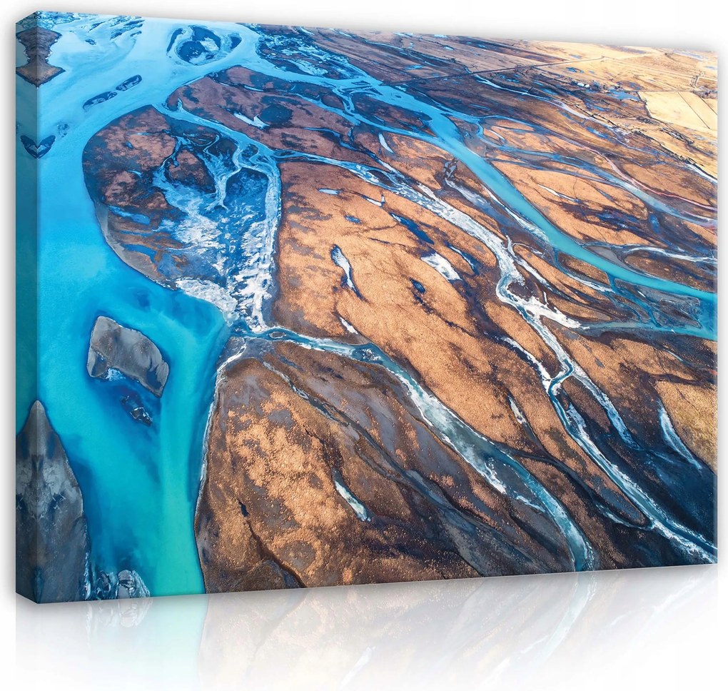 Vászonkép 100x75 Izland folyó delta táj természet absztrakt víz nyugalom