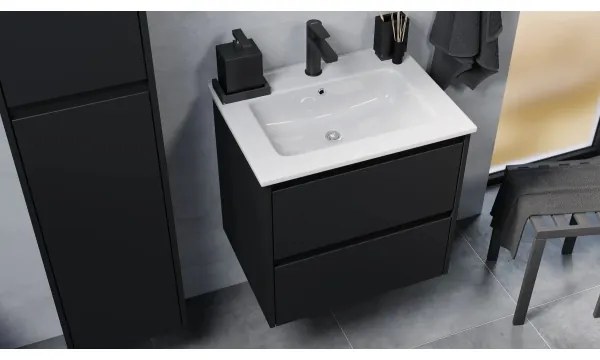 MOLDE 60 cm fekete mosdószekrény mosdóval