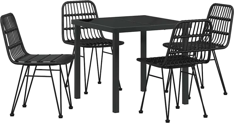 vidaXL Kert étkező szett 5 pcs Fekete Porszórt acél