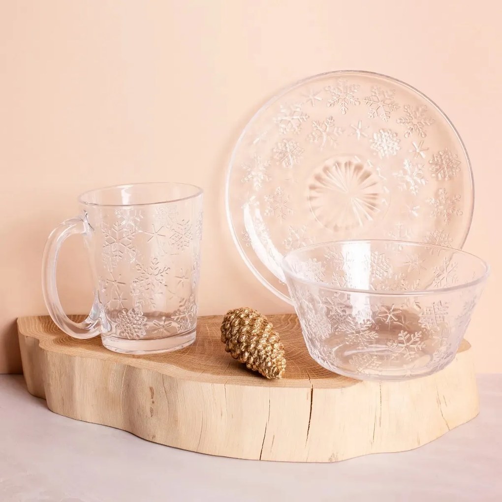 Altom Üveg tál Snowflakes 13 cm, 400 ml