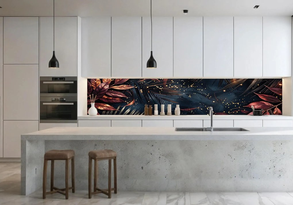 Wallplex konyhahátfal Bronz Levelek (Méret: 60x300)