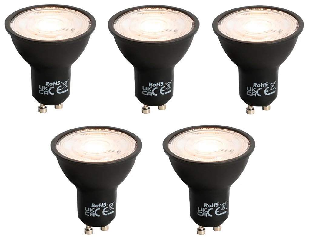 5 db GU10 dimmelhető LED izzó szett fekete 6W 500lm 2700K