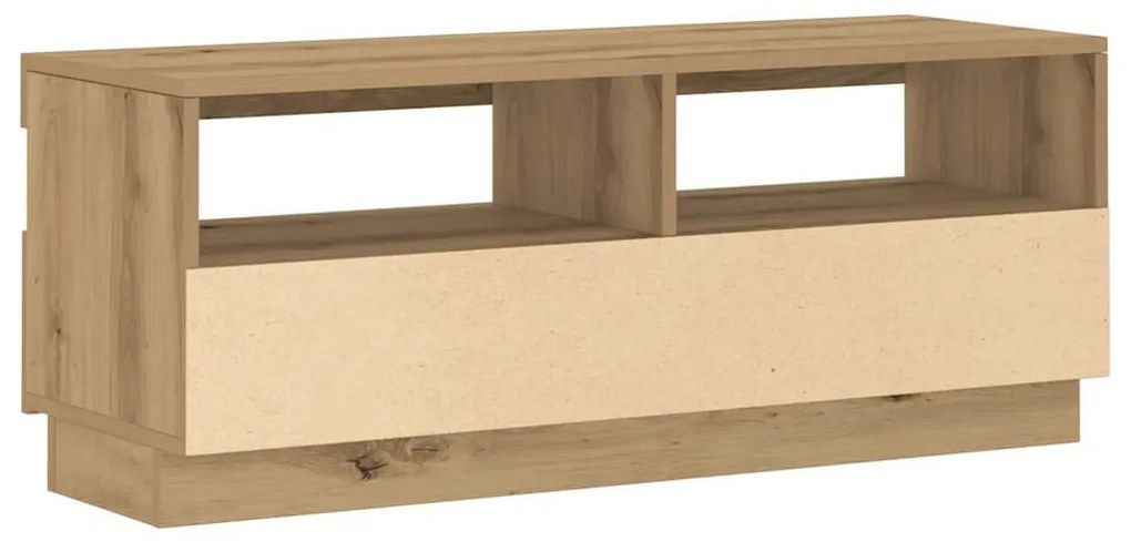 kézműves tölgy szerelt fa TV-szekrény LED-ekkel 100x35x40 cm