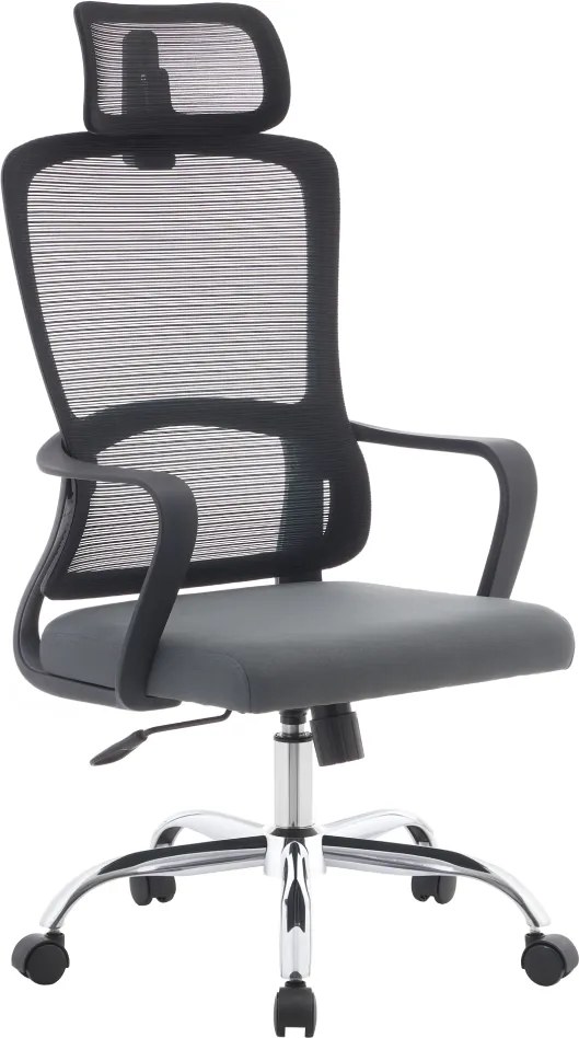 Irodai szék, fekete/szürke/króm, teherbírás 150 kg, RANDY