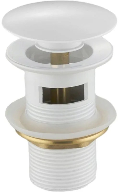 Mexen zárható mosdó kifolyó kerek, ClickClack, nagy dugó, túlfolyóval, fehér, 79920-20