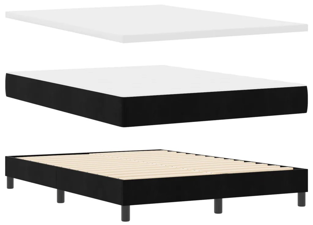 Boxspring Ágy Mattal Fekete 140x200 cm Bársonyos