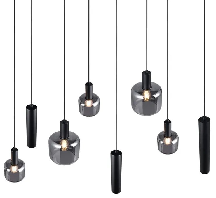 Fekete függőlámpa fém-üveg búrával Mataro – Trio