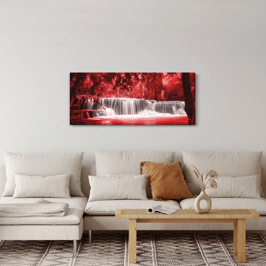 Kép - Vízesés, piros (120x50 cm)