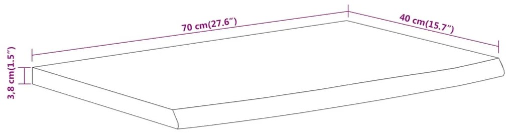 tömör akácfa téglalap alakú fali polc 70 x 40 x 3,8 cm