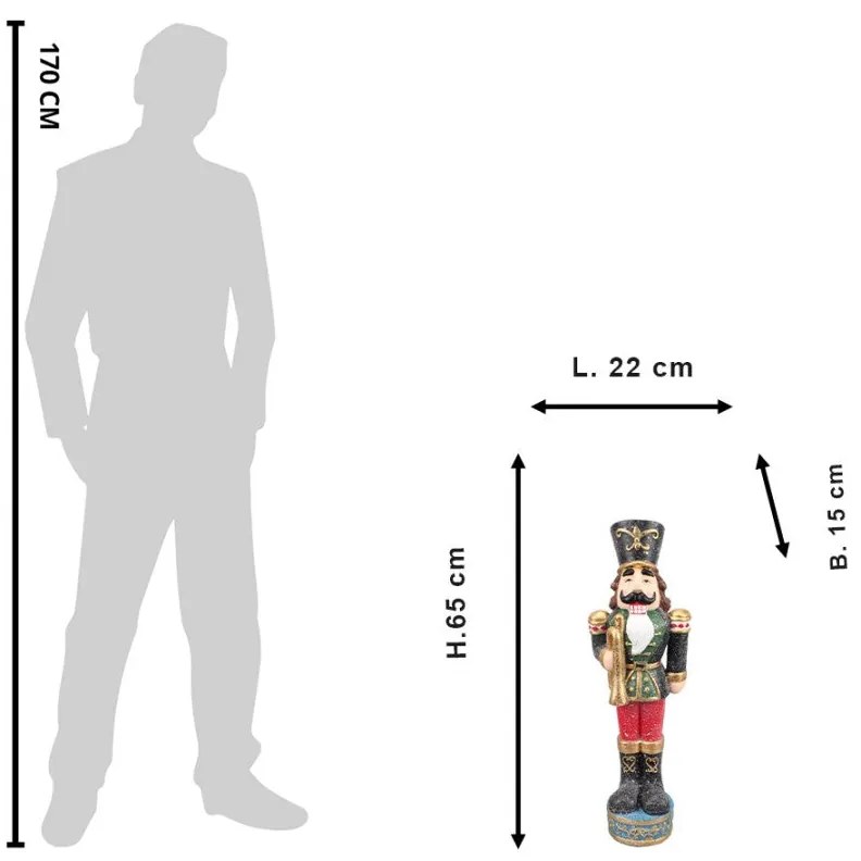 Nagy diótörő figura zöld piros 65 cm