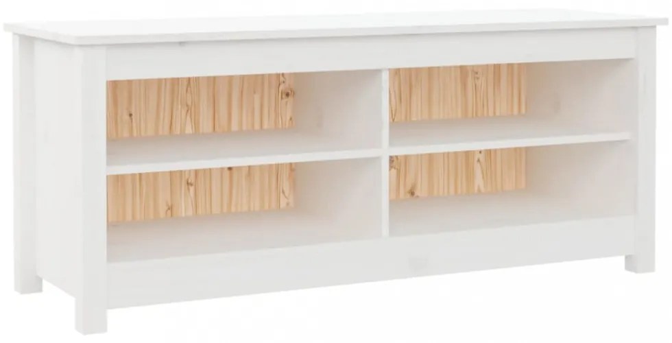 fehér tömör fenyőfa cipőtároló pad 110 x 38 x 45,5 cm