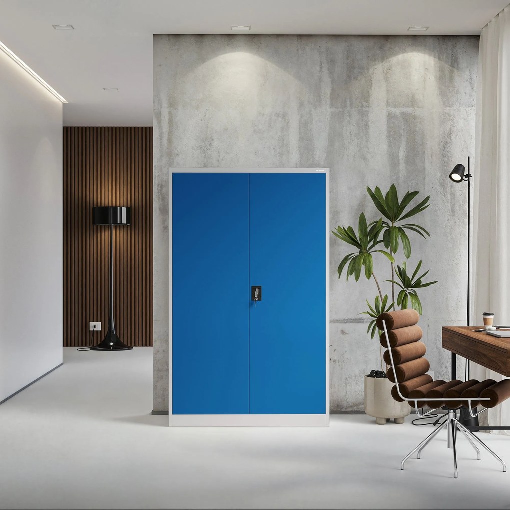 Fém iratszekrény JAN II, 1150 x 185 x 400 mm, szürke-kék