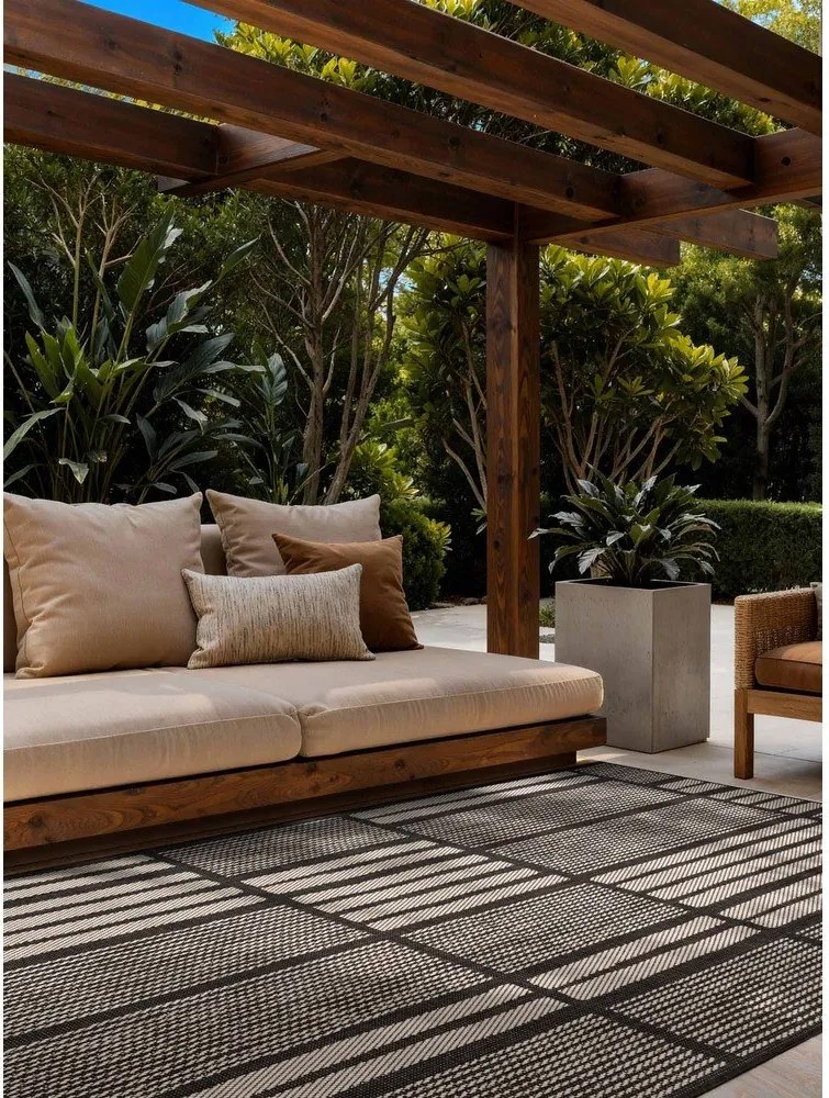 Fekete-krémszínű kültéri-beltéri szőnyeg 160x230 cm Haringey Allington – Ted Baker