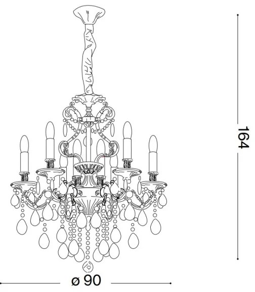 Ideal Lux-Kristály csillár láncon GIOCONDA 12xE14/40W/230V átm. 90 cm ezüst