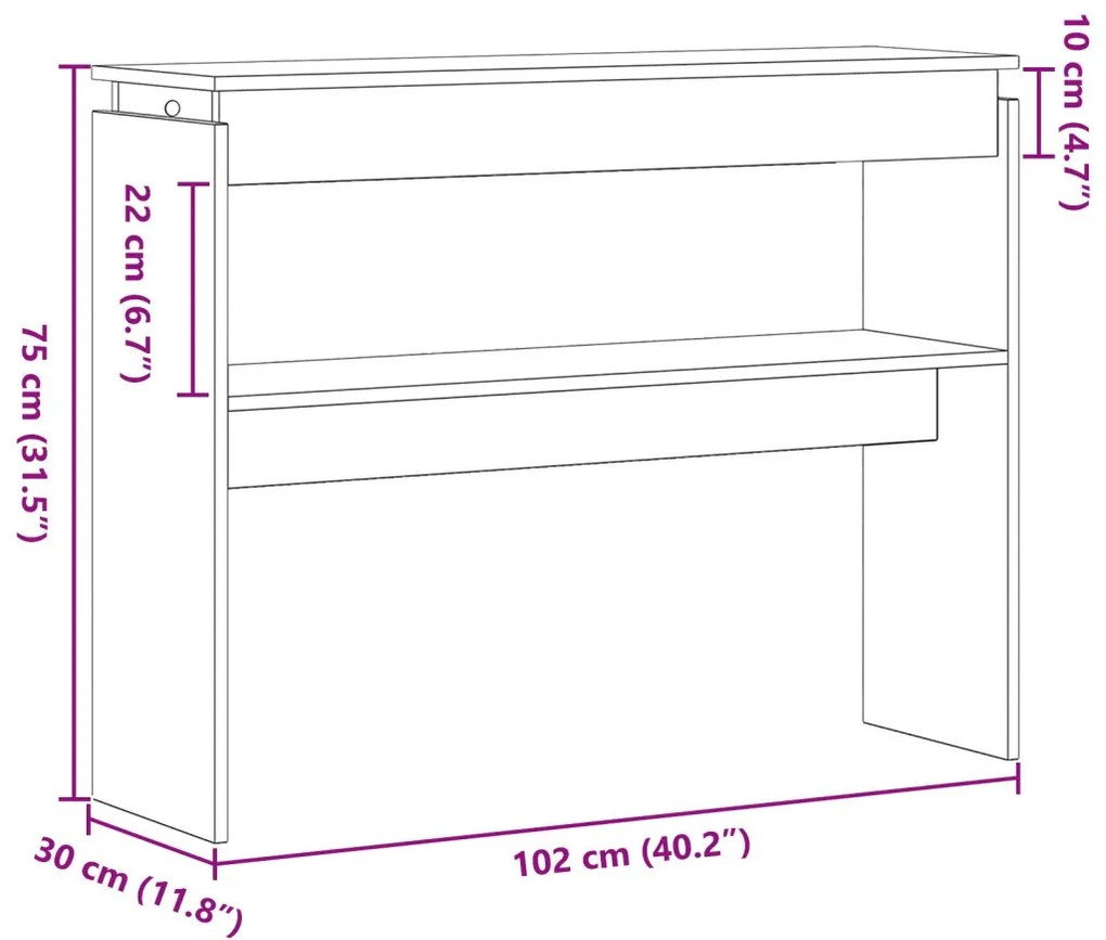 Konzolasztal Fekete Tölgy 80x30x102 cm Mérnöki Fa