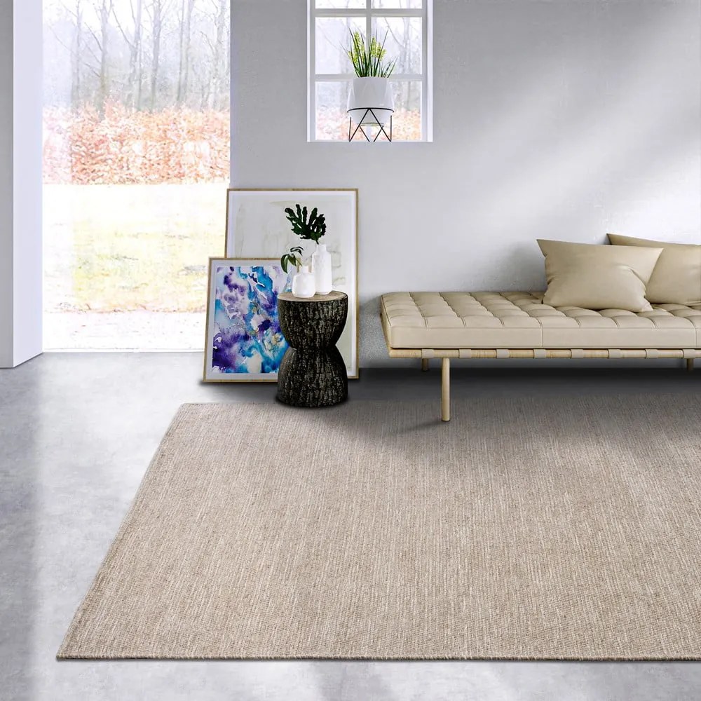 Bézs kézi szövésű gyapjúkeverék szőnyeg 190x280 cm Pradesh Linen White – Elle Decoration
